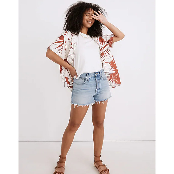 Madewell Relaxed Denim Shorts Mid Rise Button Fly Destroyed Hem Edition 29 - Picture 10 of 12